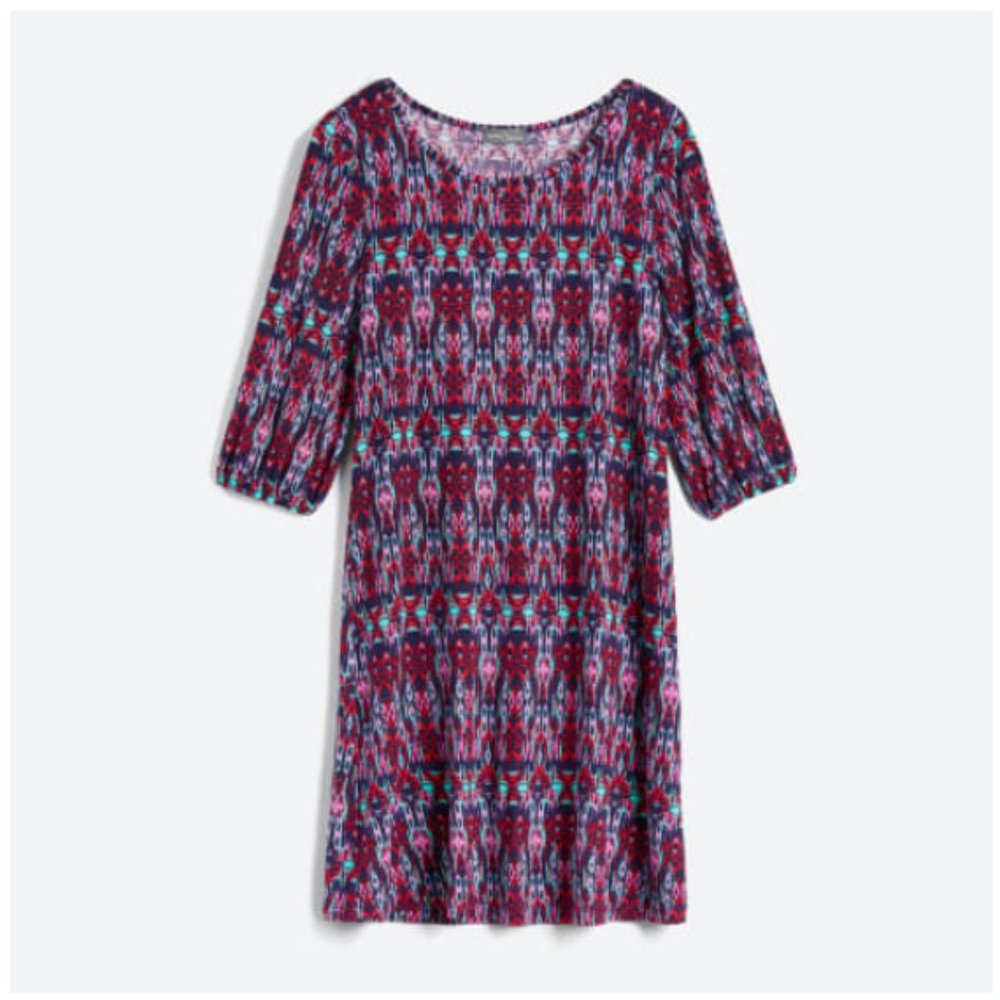 Stitch Fix Women's Market & Spruce Maeby Blue Red 3/4 Sleeve Knit Dress Sz Large